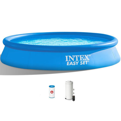 Intex: Easy Set Pool & Pump - 12' x 30" - Inflatable Above Ground Swimming Set, 530 GPH Cartridge Filter Pump, 1485 Gal, Family Water Play, 28131EH