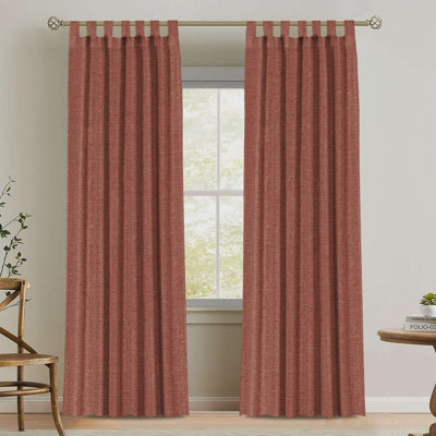 Linen Tab Top Curtains for Living Room 2 Panel Drape Semi Sheer Neutral Country Rustic Farmhouse Boho Curtain Bedroom Muslin Look Light Filtering