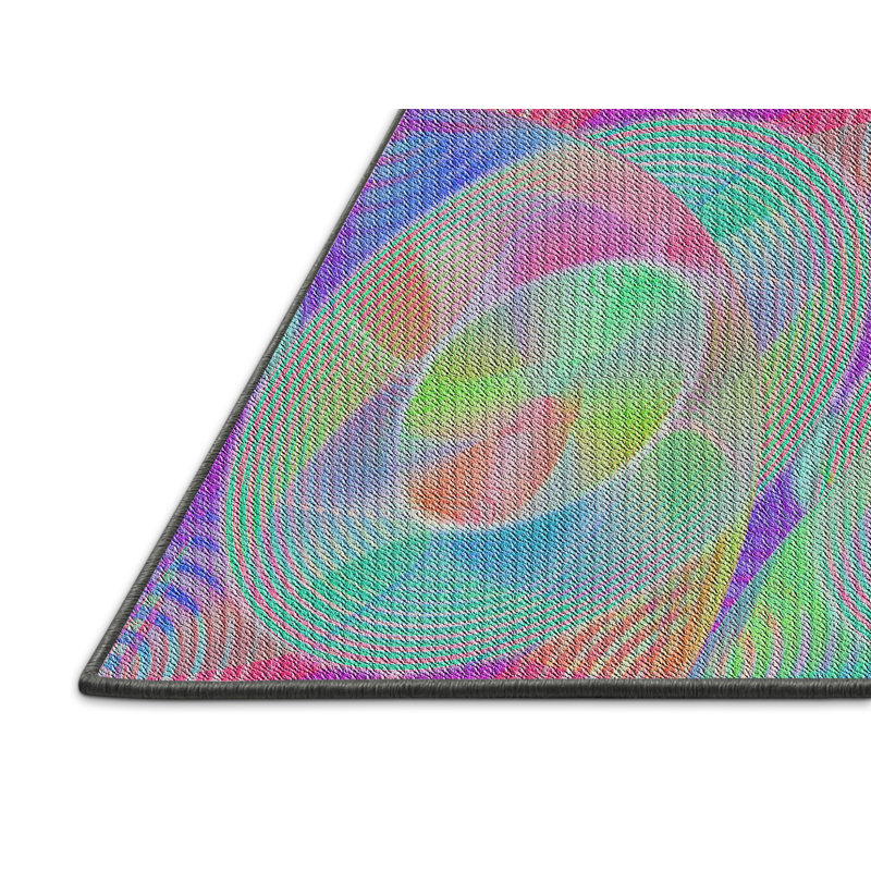 Tapis vert/mauve/bleu à tissage électrique, Rectangle 2 pi x 4 pi