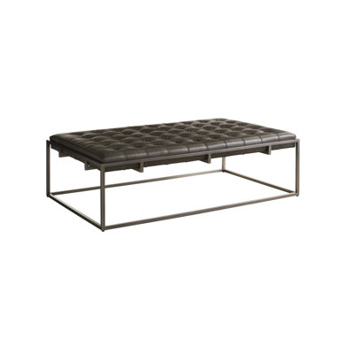 Platt 58" Wide Genuine Leather Tufted Rectangle Cocktail Ottoman by AllModern