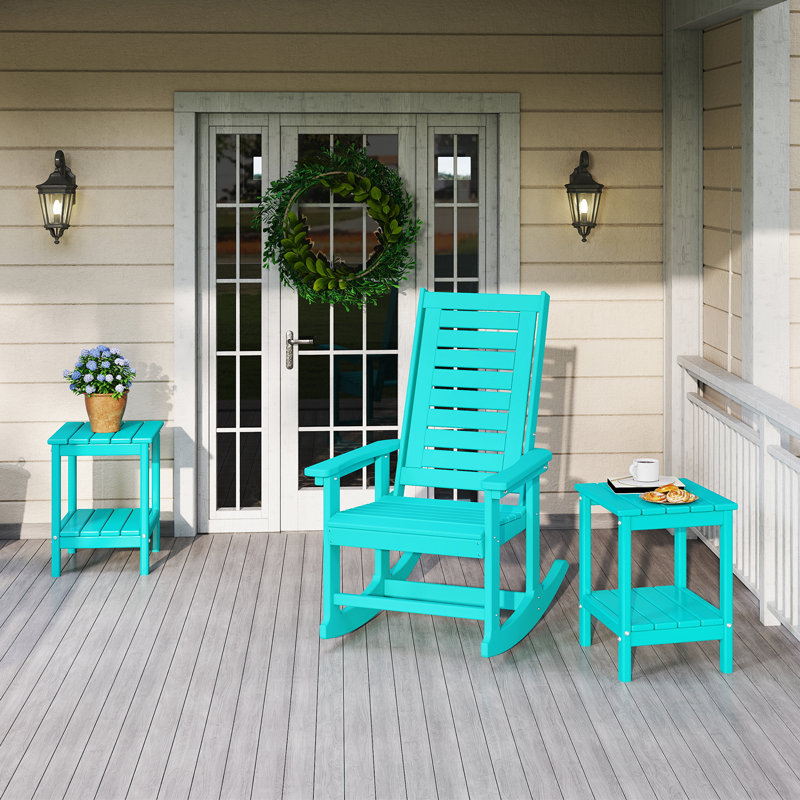2-tier 14x13in HDPE Outdoor Adirondack Table, Aqua