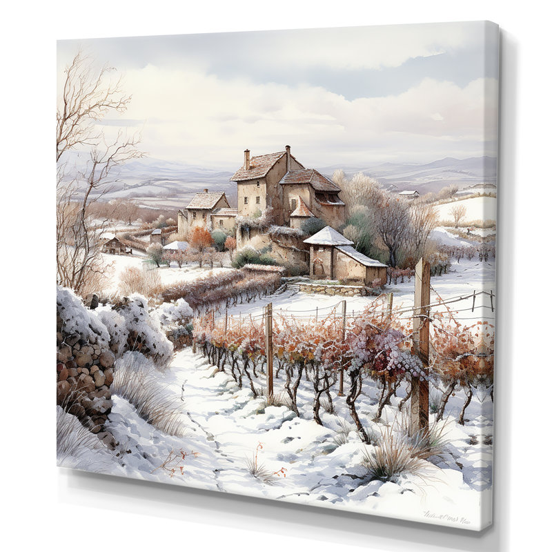 Vineyard Charm In Winter - Décoration murale vignoble, Toile tendue, 30" H x 30" W