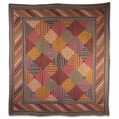 Harvest Log Cabin Quilted Throw Blanket