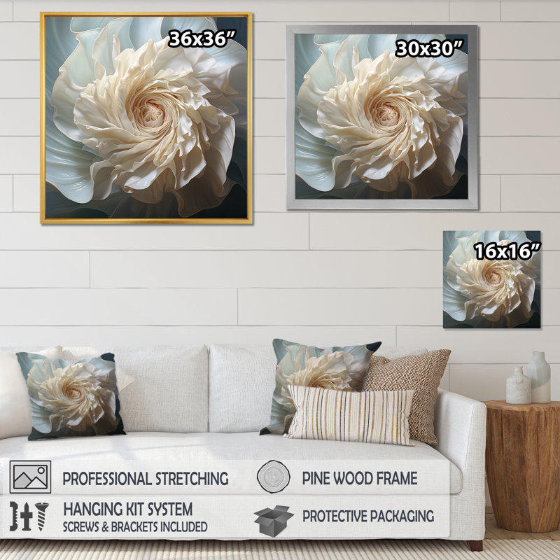 " Seashell Monochromatic Whispers II ", 16" H x 16" W x 1" D, Black Floater Framed