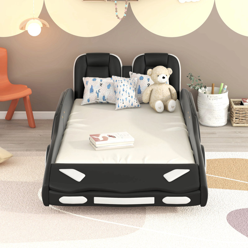 Lit plateforme simple avec roulettes, Noir