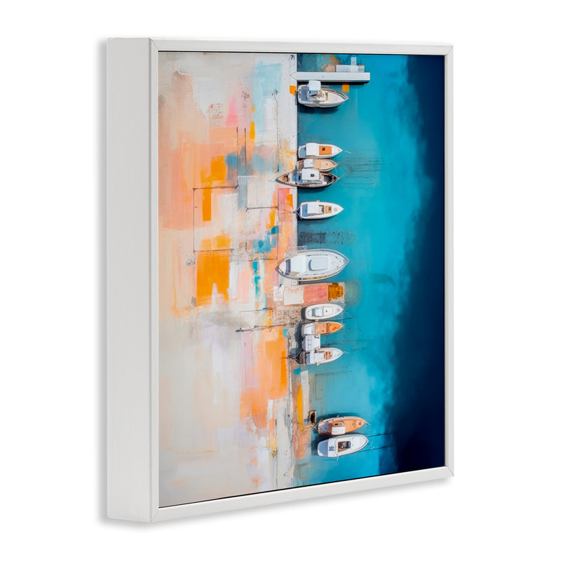 Vue aérienne de Boat Harbor, impression numérique par Irena Orlov, H 12 po x l 12 po, Giclée encadrée blanc bord de mer