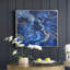 Ensemble de 2 panneaux d'art encadrés bleus et dorés, motif marbré unique, 30,5 po x 40 po