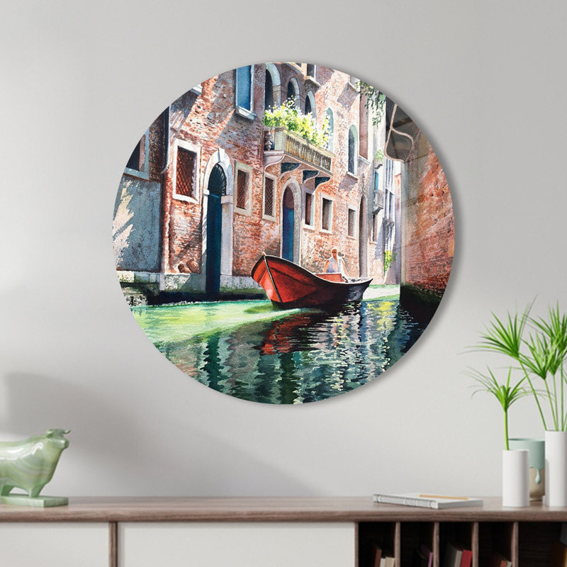 Art moderne de paysage italien imprimé sur verre pour une décoration murale élégante mettant en vedette des paysages vénitiens