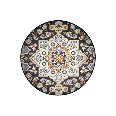 Brown Beige Themed Ethnic Motif Traditional Patterned Round Woven Base Vintage Decorative Carpet