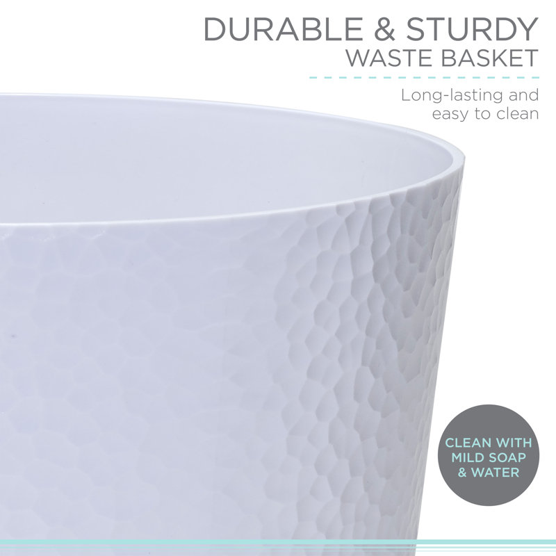 White Hammered Textured Plastic Waste Basket Set of 4