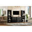Meuble télé 70 "avec style rustique, bibliothèque de style Mid-Century, buffet à tablettes réglables, rangement central noir et tablettes, Design,