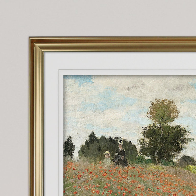 «Poppy Field» par Claude Monet, reproduction, Impression encadrée, H 28 po x l 38 po, Doré