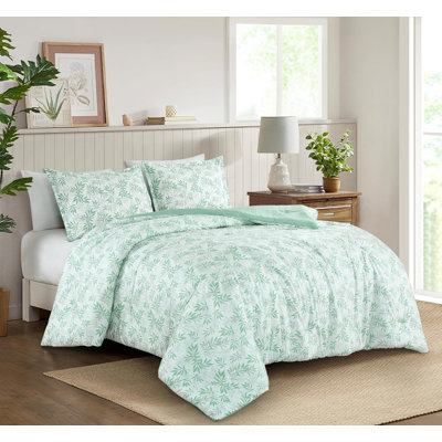 Venus Floral Leaves Printed Microfiber Comforter Set