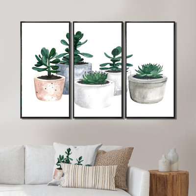 Cactus Botanical Canvas Wall Art Set, Succulent Plant Decor Print - Cactus and Succulent House Plants VI