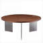 Table basse ronde en bois de noyer avec pieds en métal noir, facile à nettoyer et amp; Écologique pour le salon-1724683230