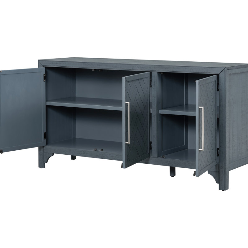 Buffet de rangement bleu marine pour le salon. + Armoire de bureau Ustyle ajustable en placage de pin bleu marine. Rangement spacieux