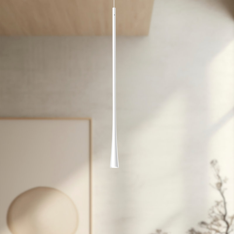Luminaire suspendu cylindrique à DEL Taper, H 143,875 po x l 1,25 po x P 1,25 po, Blanc
