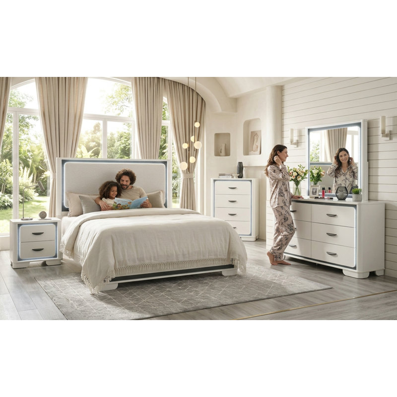 5-Piece Bedroom Set White, King