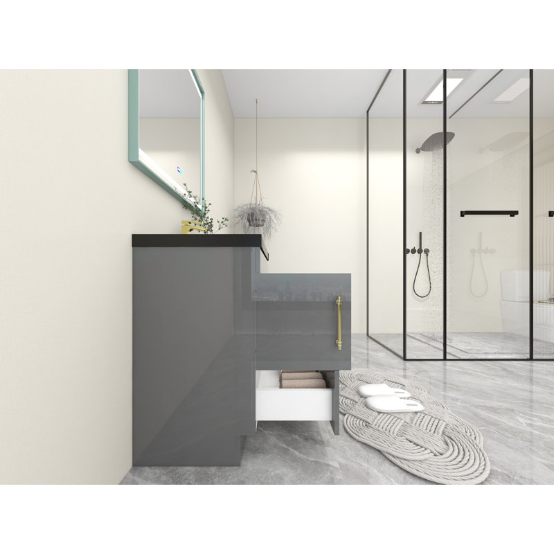 Ensemble de meuble-lavabo simple 30 po Camoni, Or mat, Gris ultrabrillant