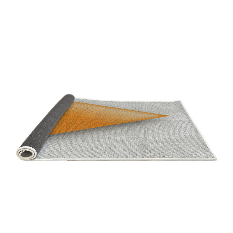 Tapis gris/zone orange à motifs, Rond 4 pi