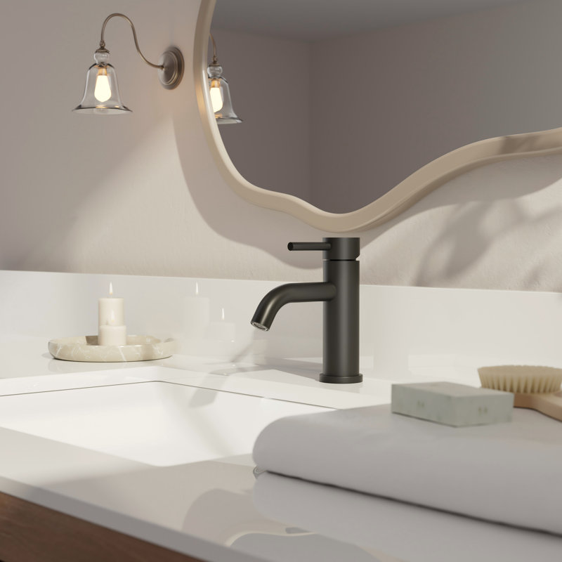 Matte Black Single Handle One Hole Bathroom Sink Faucet, Modern Vanity Faucet With Metal Pop-Up Drain And Water Supply Line