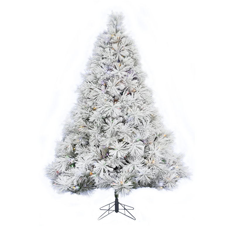 Sapin de Noël artificiel blanc 300 avec lumières multicolores pré-éclairé Atka, H 5 pi