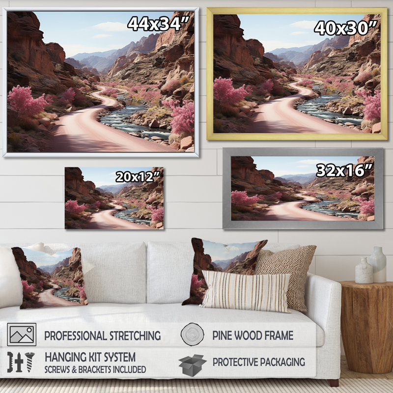 Canyon Endless Journey IV sur toile, Cadre flottant doré, H 16 po x l 32 po x P 1 po