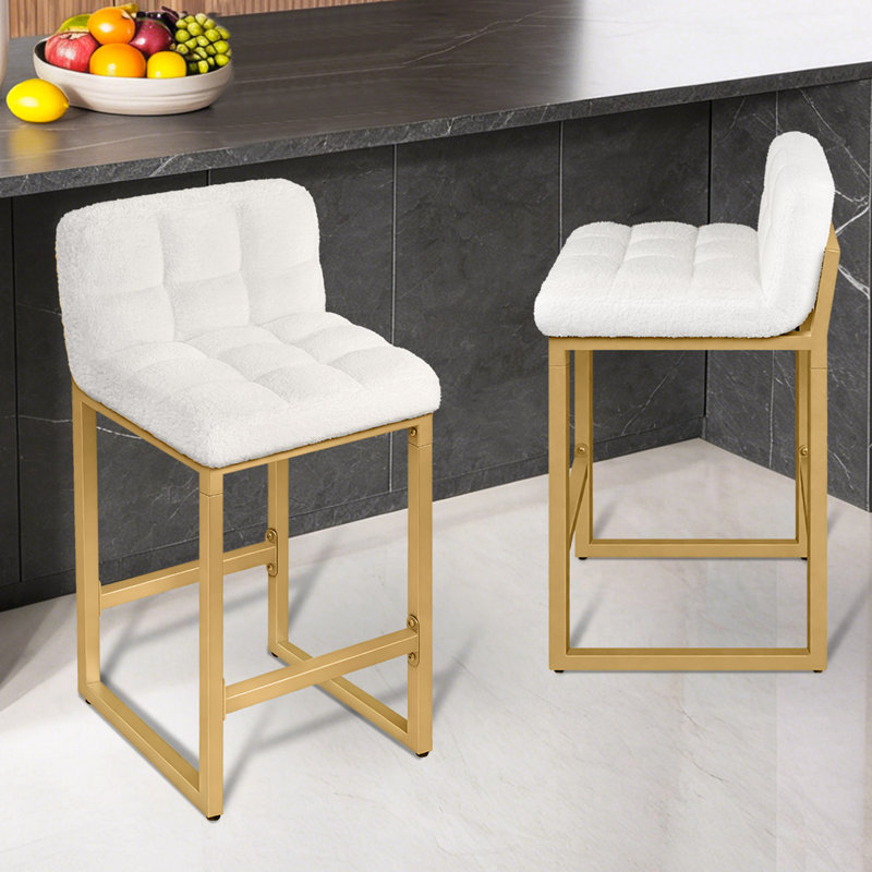 Upholstered Counter Stool with Metal Frame