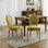 Chaise de salle à manger de style français à 2 pièces en lin olive avec dossier et structure en bois d'hévéa massif, rembourrage en mousse, hauteur de 37,4 po