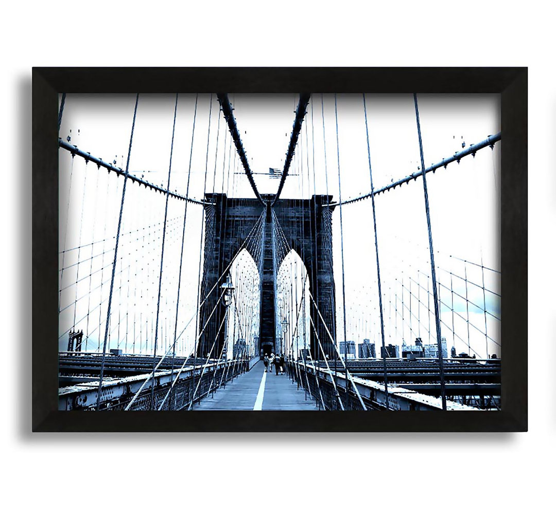 Gerahmtes Leinwandbild Brooklyn Bridge Blue