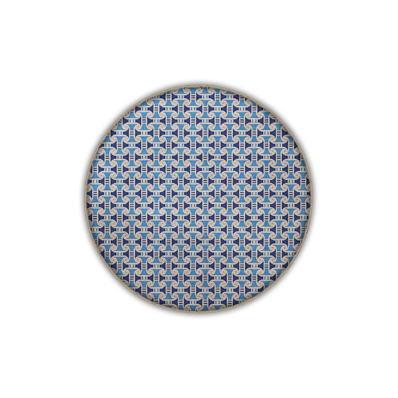 Tapis bleu délavé à motif géométrique mixte, Tapis de couloir 3 pi 3 po x 6 pi 7 po inclus