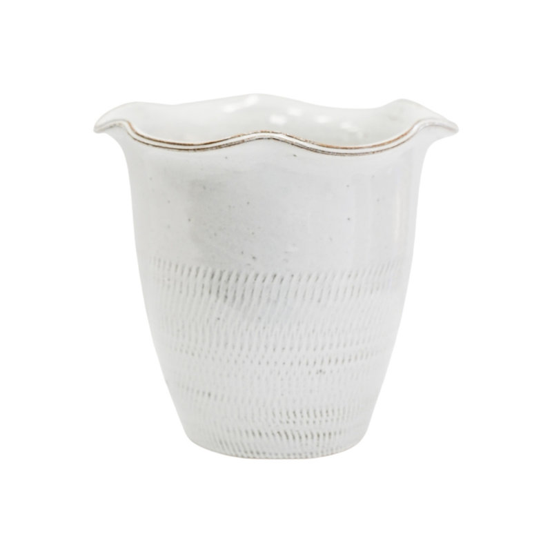 Camellia White Scalloped Edge Planter H25cm D26cm