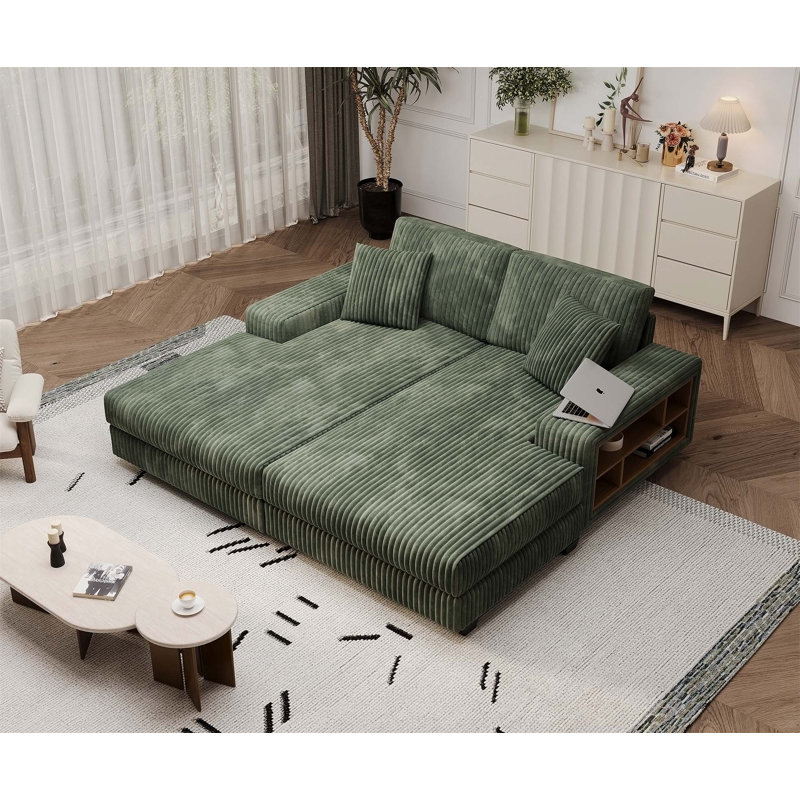 Versatile Convertible Sofa with Plush Cushions and Extra Storage