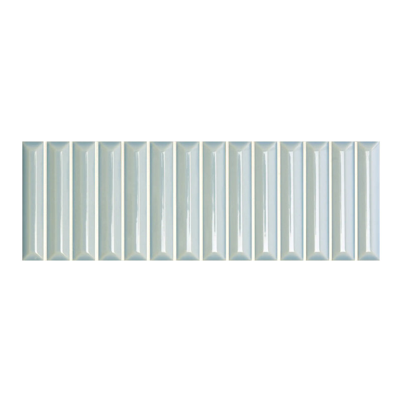 Carreau mural brillant 4 po x 12 po Hashi, Bleu clair