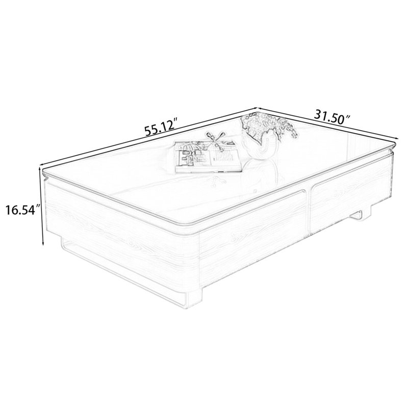 Picture color Solid + Manufactured Wood Rectangular Coffee Table, 16.54" H x 55.12" L x 31.5" W