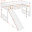 Lit mezzanine simple avec glissoire et échelle, blanc