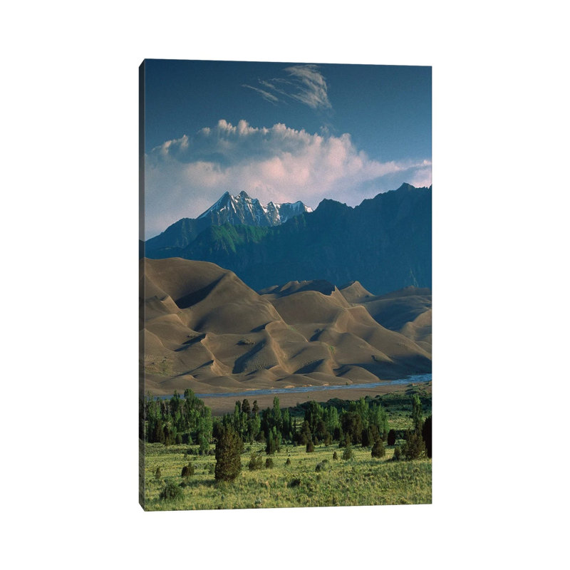750' Sand Dunes Rise Against the Sangre De Cristo Mountains 1 Piece Wrapped Canvas Wall Art, 20.32 cm H x 30.48 cm W