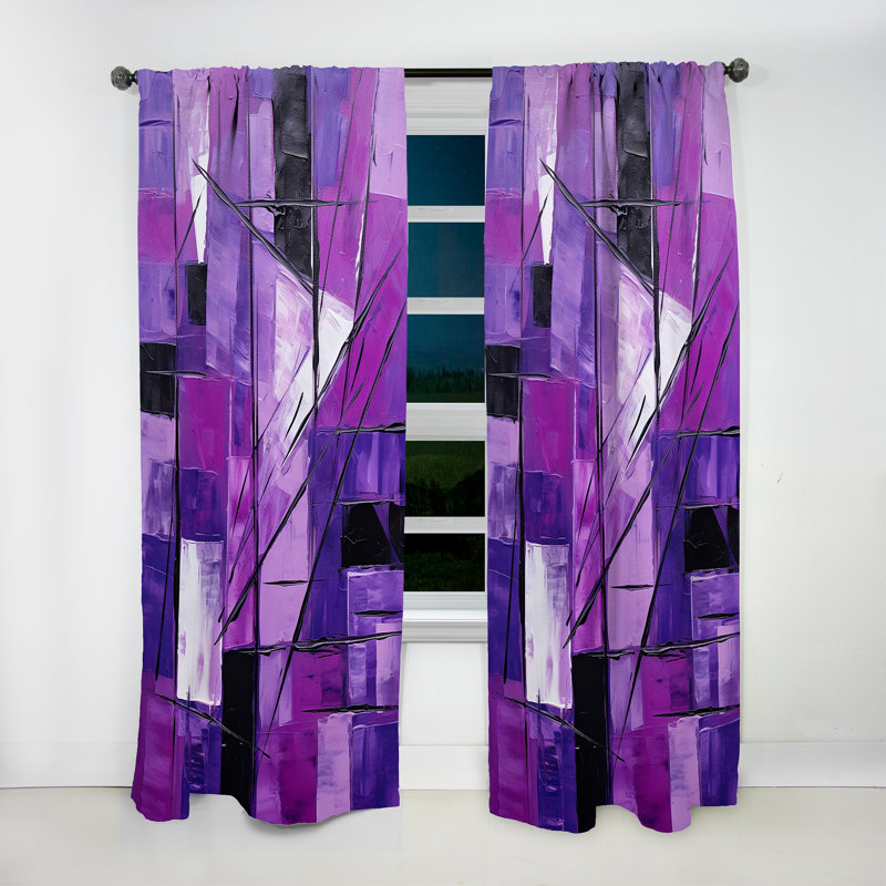 Ekon Tachisme Purple Cubism Brush I - Tachisme Curtain - Velvet Room Darkening - 1 panel, 52" W x 84" L