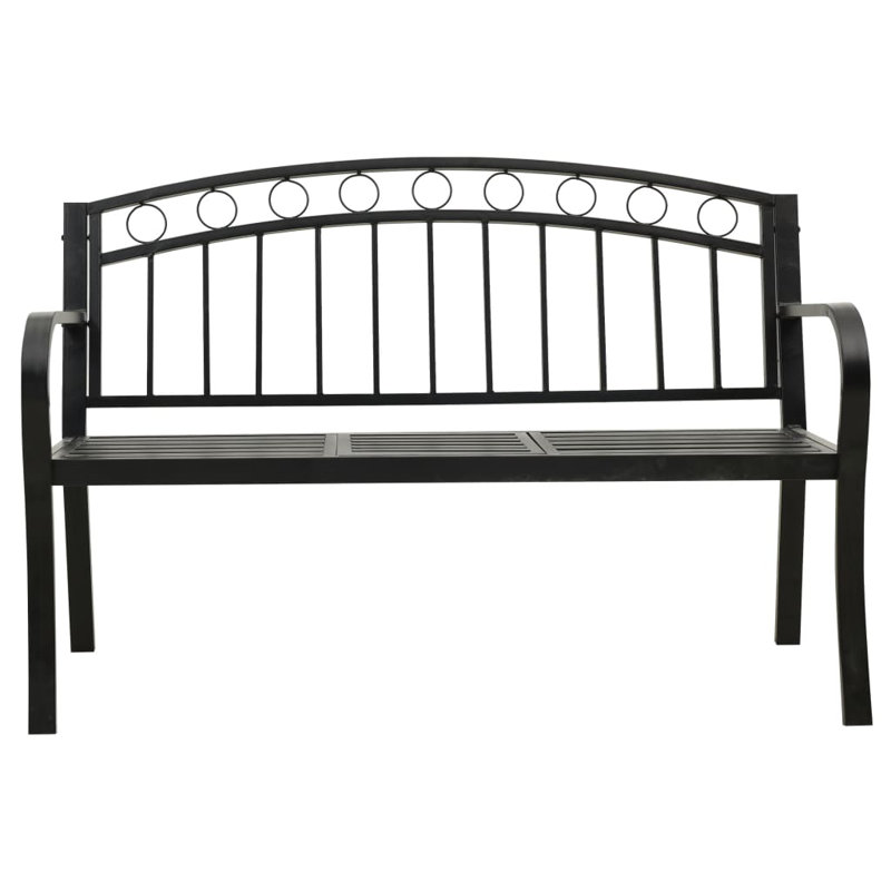 Waimes Powder Coated Steel Outdoor Bench, Black