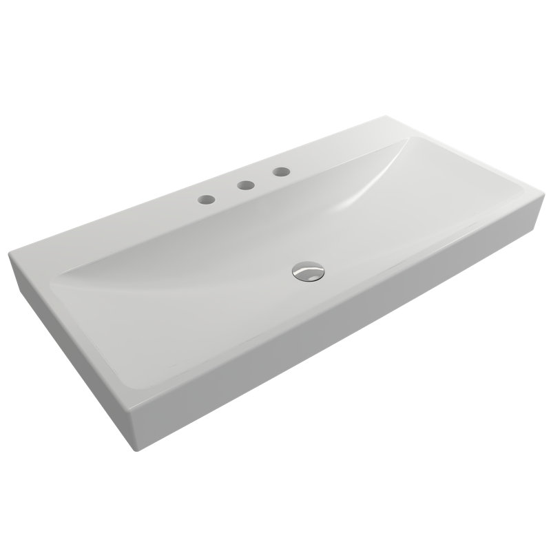 Scala Arch 39.76'' L Bathroom Sink, Matte White, Single-Hole