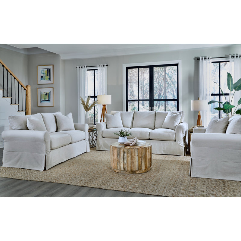 Cassanora Snow Living Room Group Slip Cover, Cream