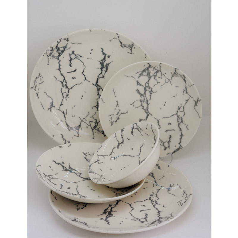 Service de table 24 pièces, service pour 6 Adalbero, Gris / blanc