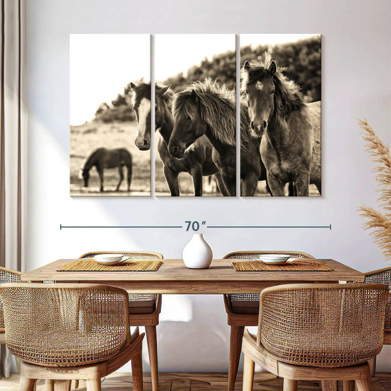 Horses Three Sepia, 42" H x 65" W