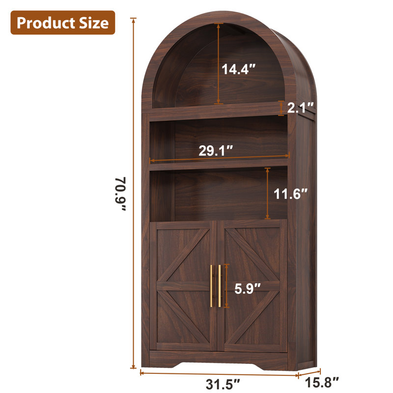 Winston Porter 70.9" Elowen Arched Storage Bookcase