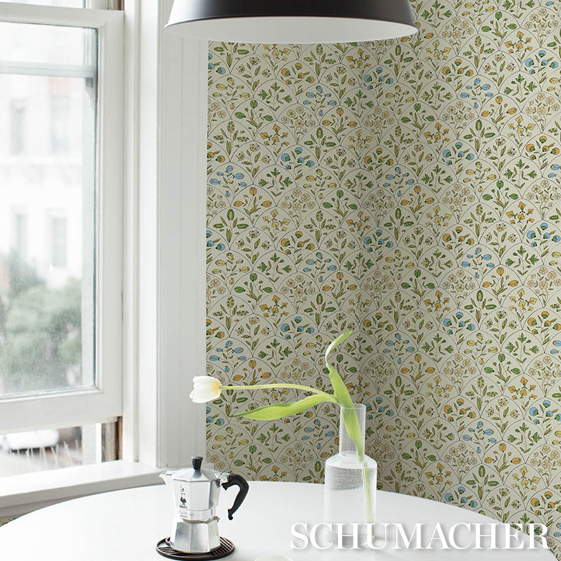 Frances Scallop Floral Wallpaper, Off White