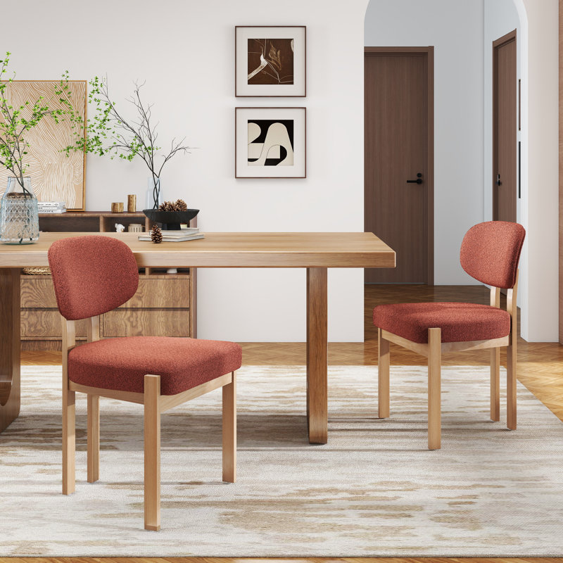 Ensemble de chaises de salle à manger en bois massif, chaises de cuisine rembourrées en tissu de style campagne moderne, 2