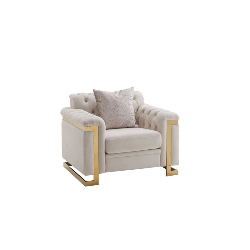 Chaise avec accoudoirs touffetée Chloe