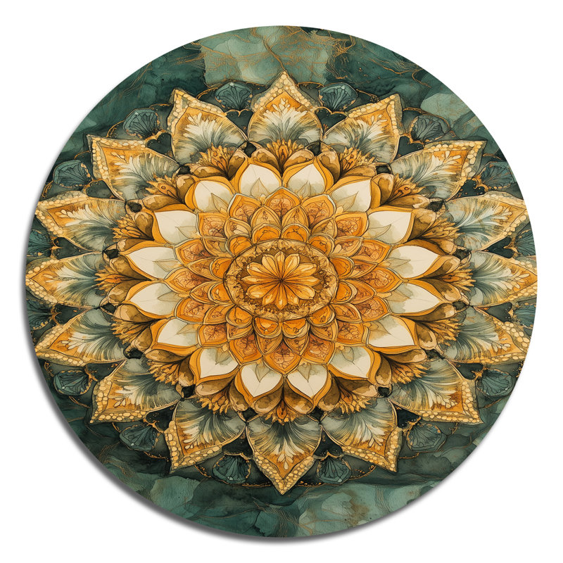 Mandala d'Inner Balance I - art mural rond en métal zen, H 16 po x l 16 po