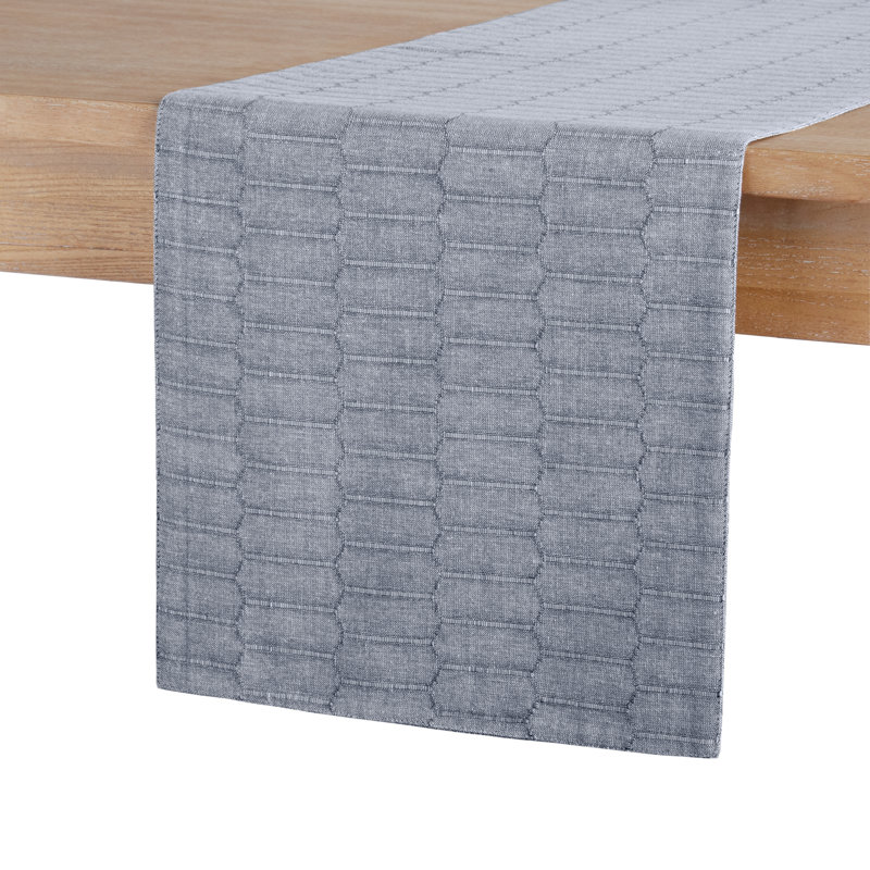 Martha Stewart Honeycomb Modern Farmhouse Table Runner, Blue