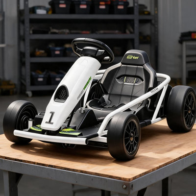 Kart de dérive haute vitesse pour enfants avec deux vitesses, finition noire classique, 45,25 de long, supporte jusqu'à 154 lb